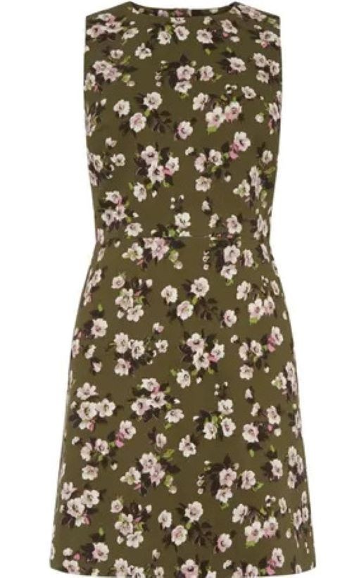 Warehouse Mae Floral Shift Dress green printed cotton Size 10 New Tags BNWT