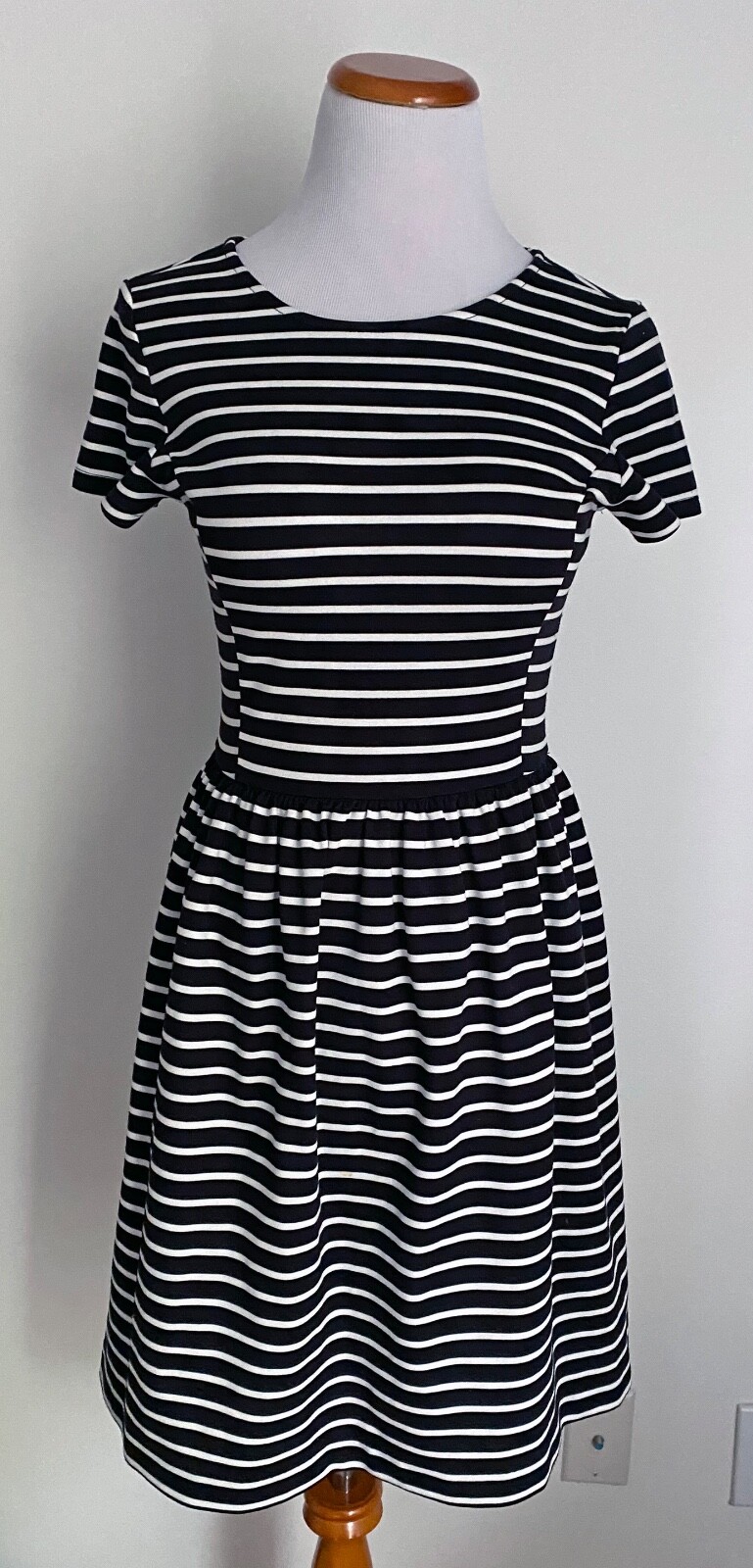 Peter Som for Design Nation Black & White Striped Short Sleeve Dress, XS