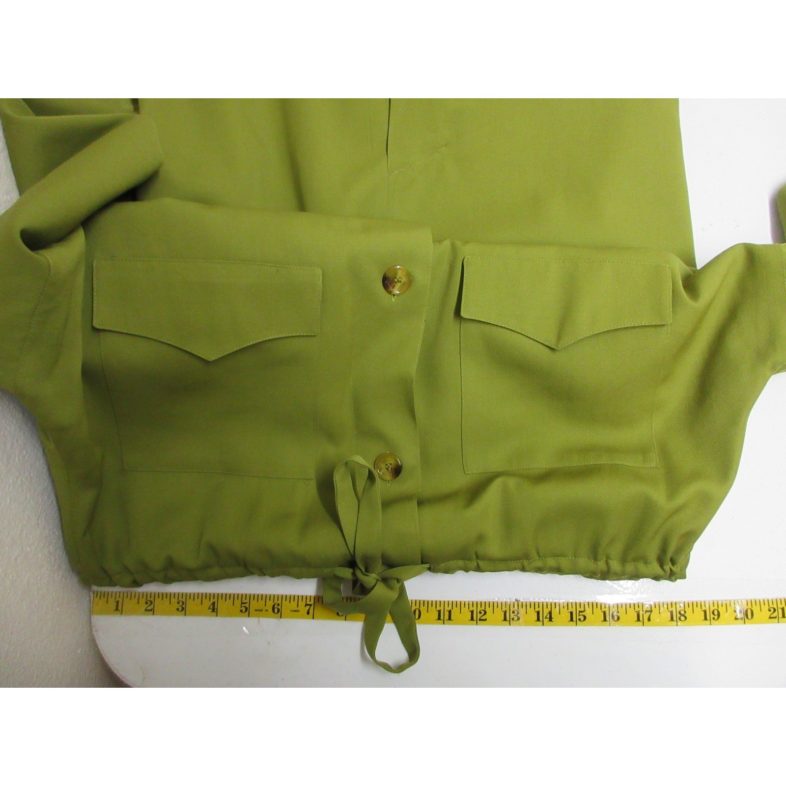 Vintage Linda Allard for Ellen Tracy Dress Womens 6 Wool Button Front Tie Waist