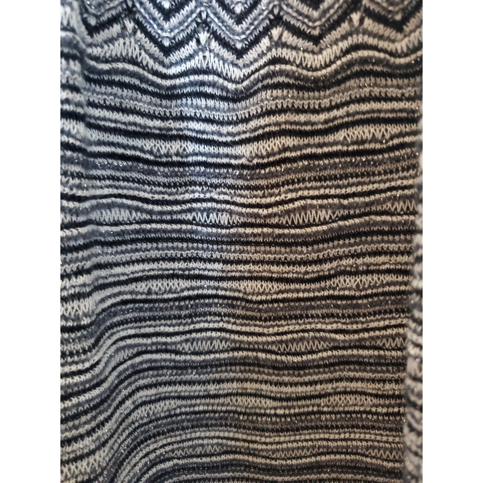 Knitted & Knotted Silver Stripe Chevron Wool Blend Sleeveless Midi Dress Medium