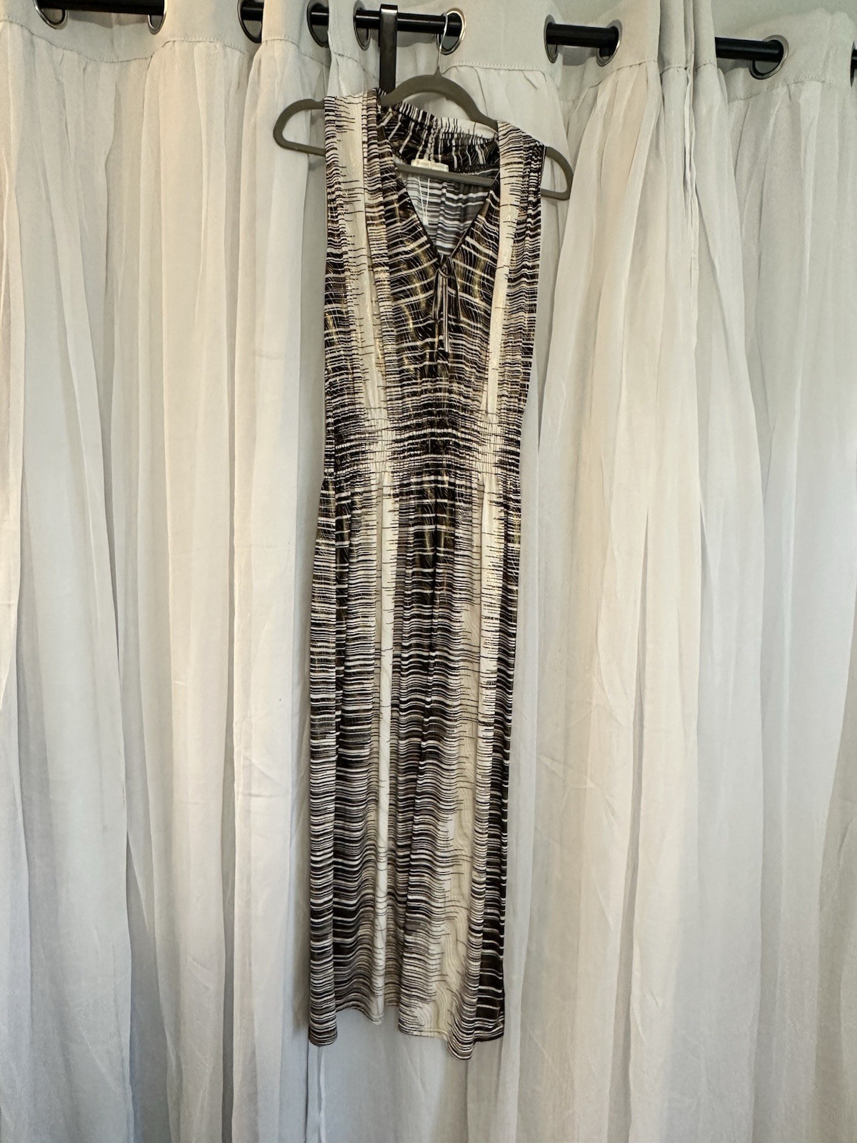 Seven Islands Brown, Cream And Gold Sleeveless Maxi Dress