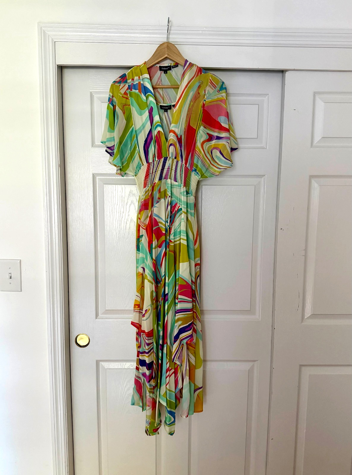 Tolani Womens 2 Piece Maxi Dress + Slip Set Multicolor Swirl Print Size Small