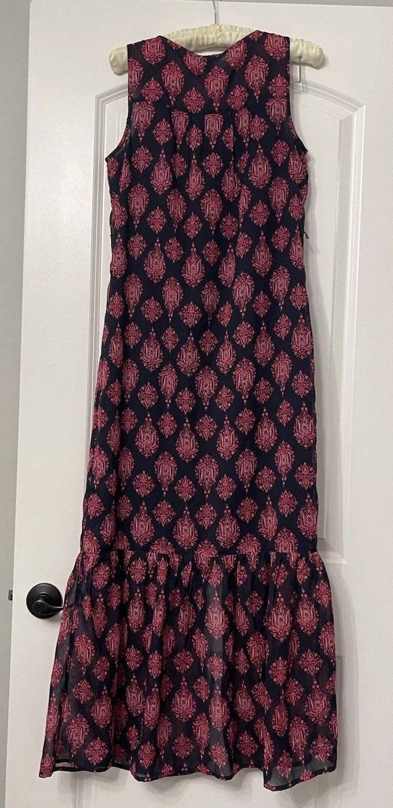 Lucky Brand Pink and Navy Printed Boho Maxi Dress NWT missing belt Boho