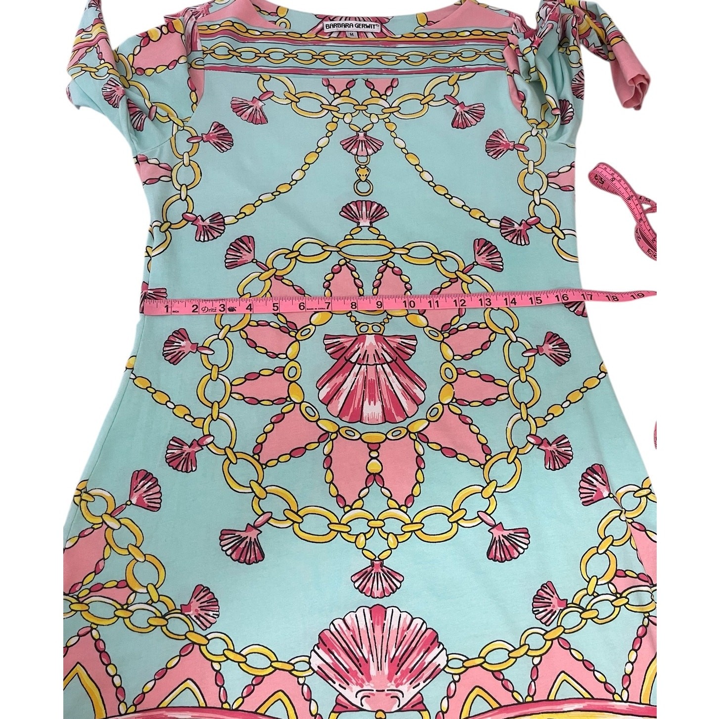 Barbara Gerwit Printed Dress Shells Chains Resort Wear Coastal Women’s Sz Medium
