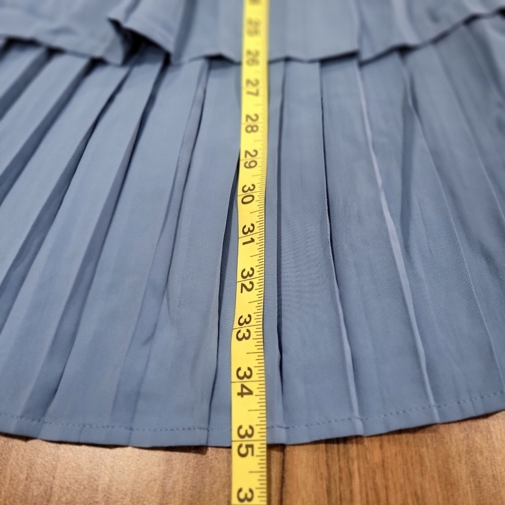 Halter Neckline Pleated Tiered Flowy Sleeveless Mini Dress Size M