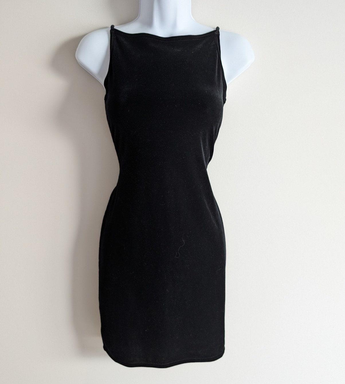 Vintage Jump Velvet Mini Dress Womens 6 Black 90s Hoco High Neck Goth Glam Y2K