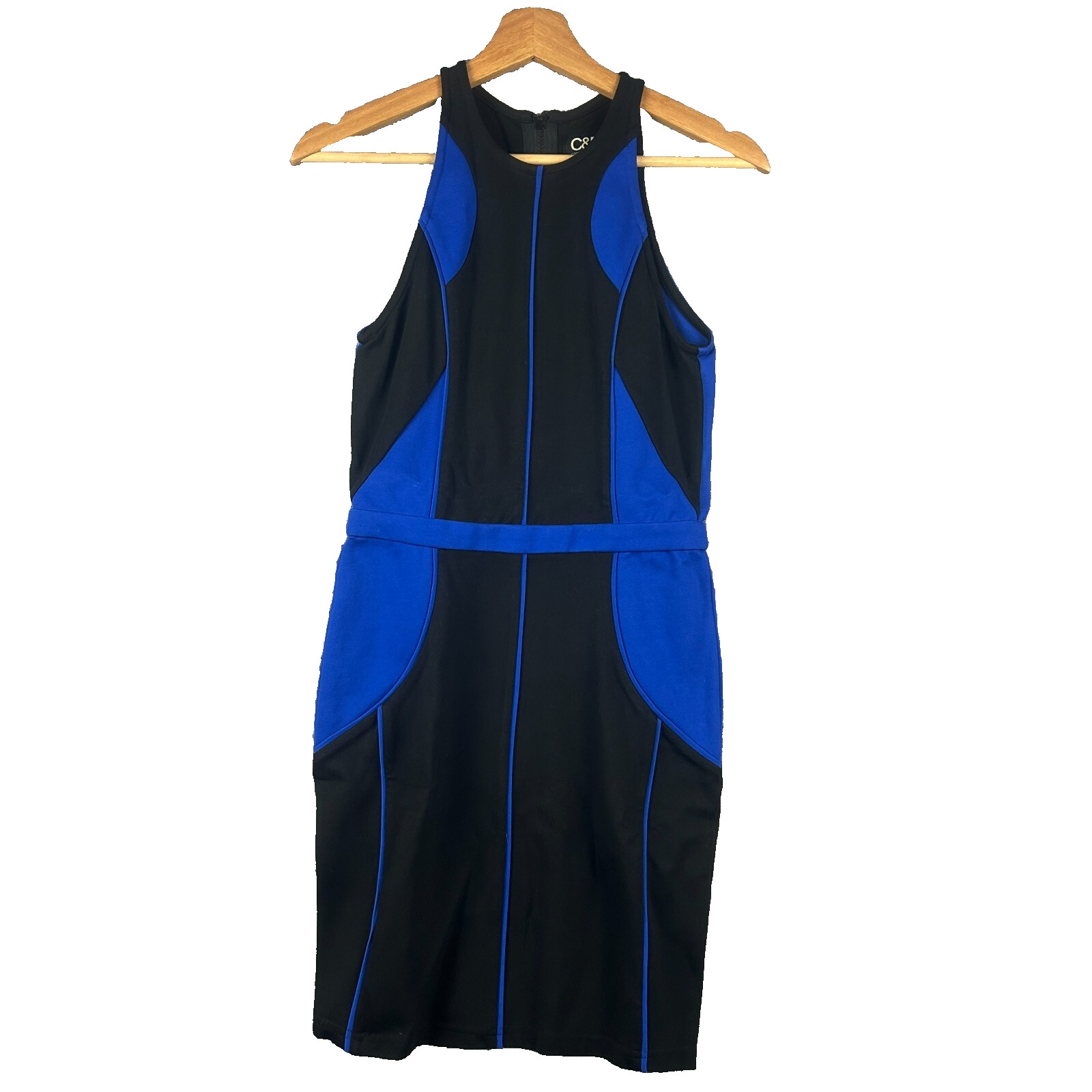 CAMILLA & MARC AU 8 Misa Dress Black Cobalt Blue C&M Designer Mini Bodycon