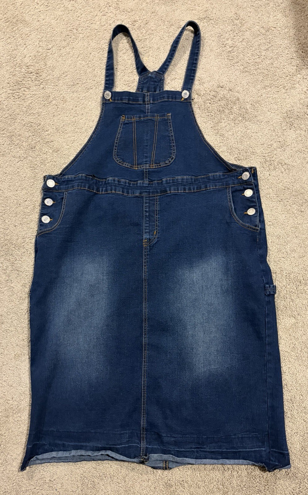 Be Girl Dark Wash Denim Overalls Bib Dress Stretchy Material Women’s Plus Sz 3X