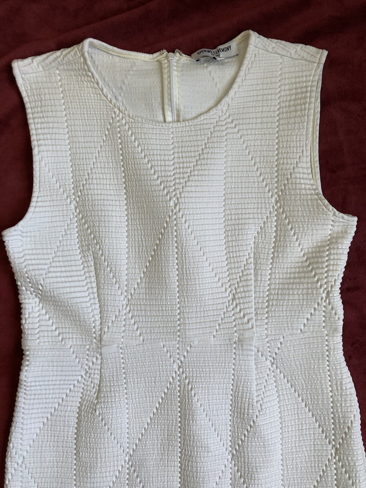 Opening Ceremony White Bodycon Textured Midi Dress Women’s Size M