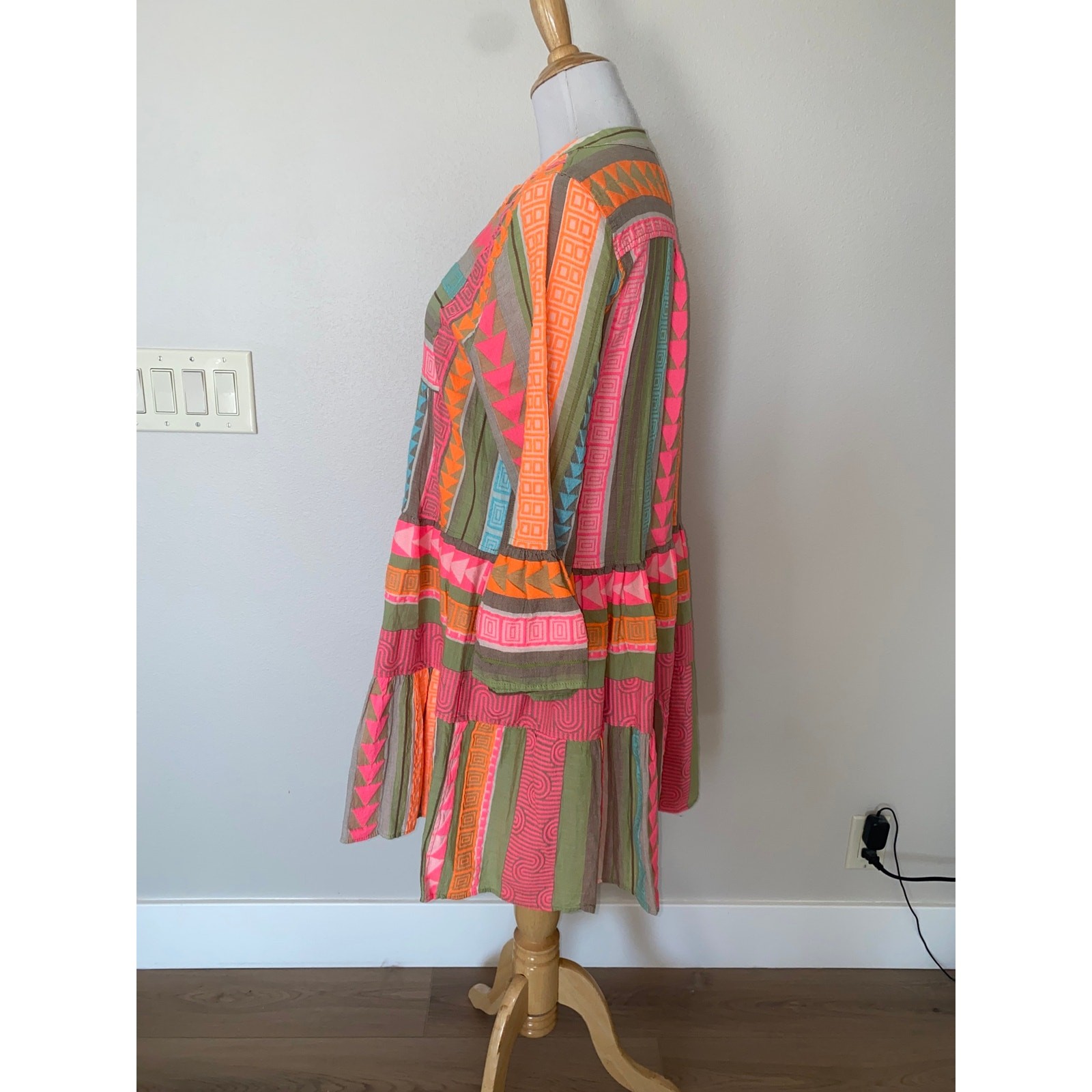 Devotion Twins Ella Short Mini Dress Pink Orange Print Anthropologie Medium