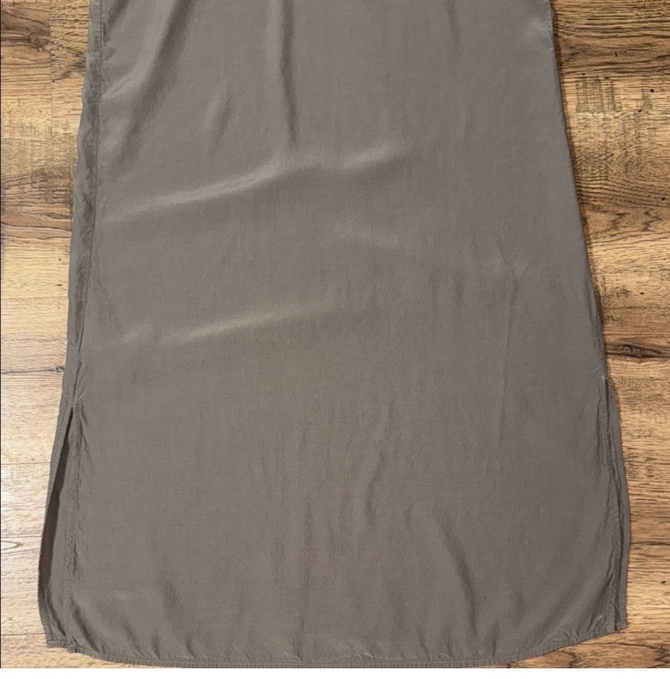 A New Day L Brown Solid Maxi Dress Long Round Neck Sleeveless Hook & Eye