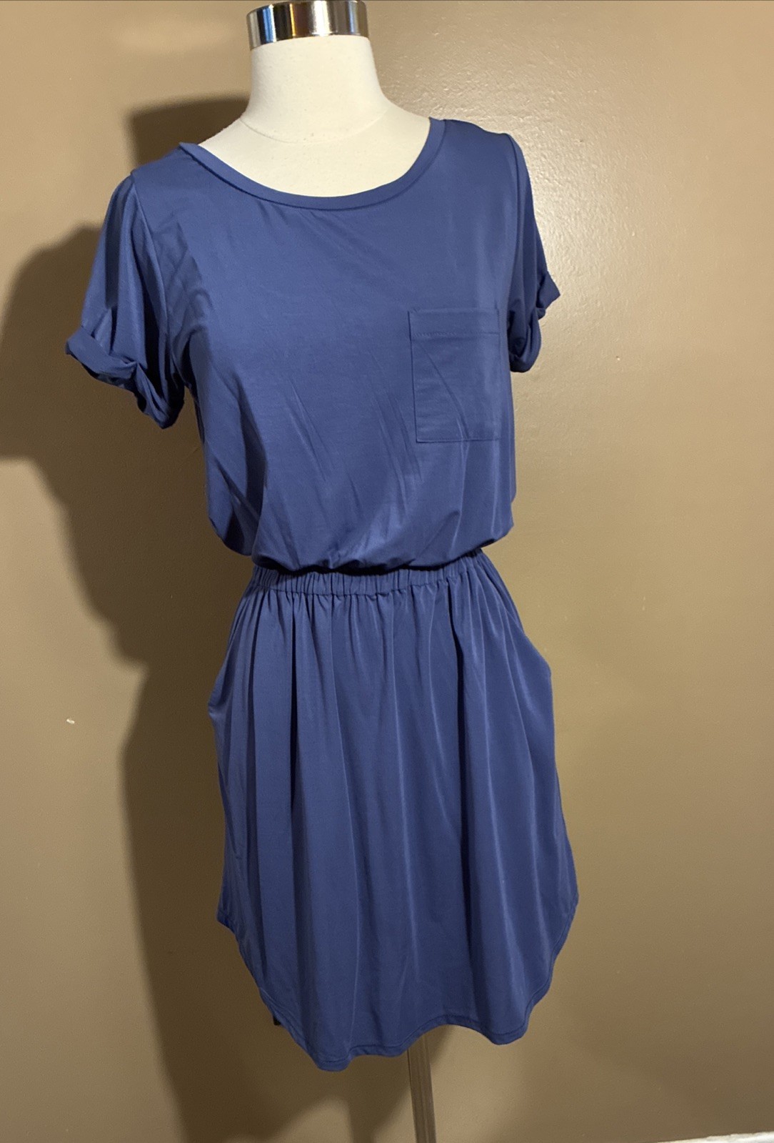 Rachel Roy T-shirt Dress Periwinkle Size Xs Side Pocket Chest Pocket Knee Length