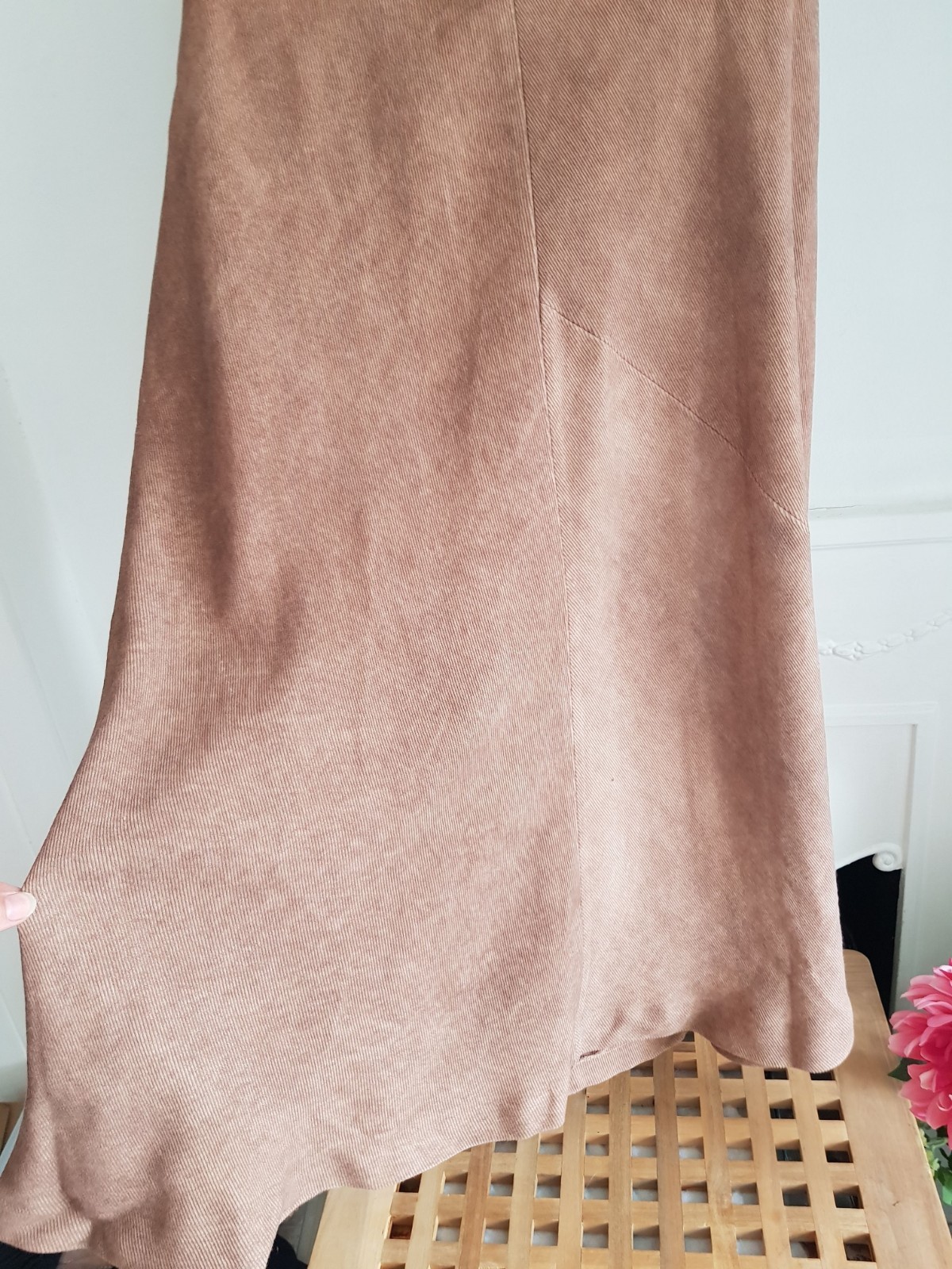 Zara Brown Textured Maxi Dress, UK Size M 10-12 Linen Pockets