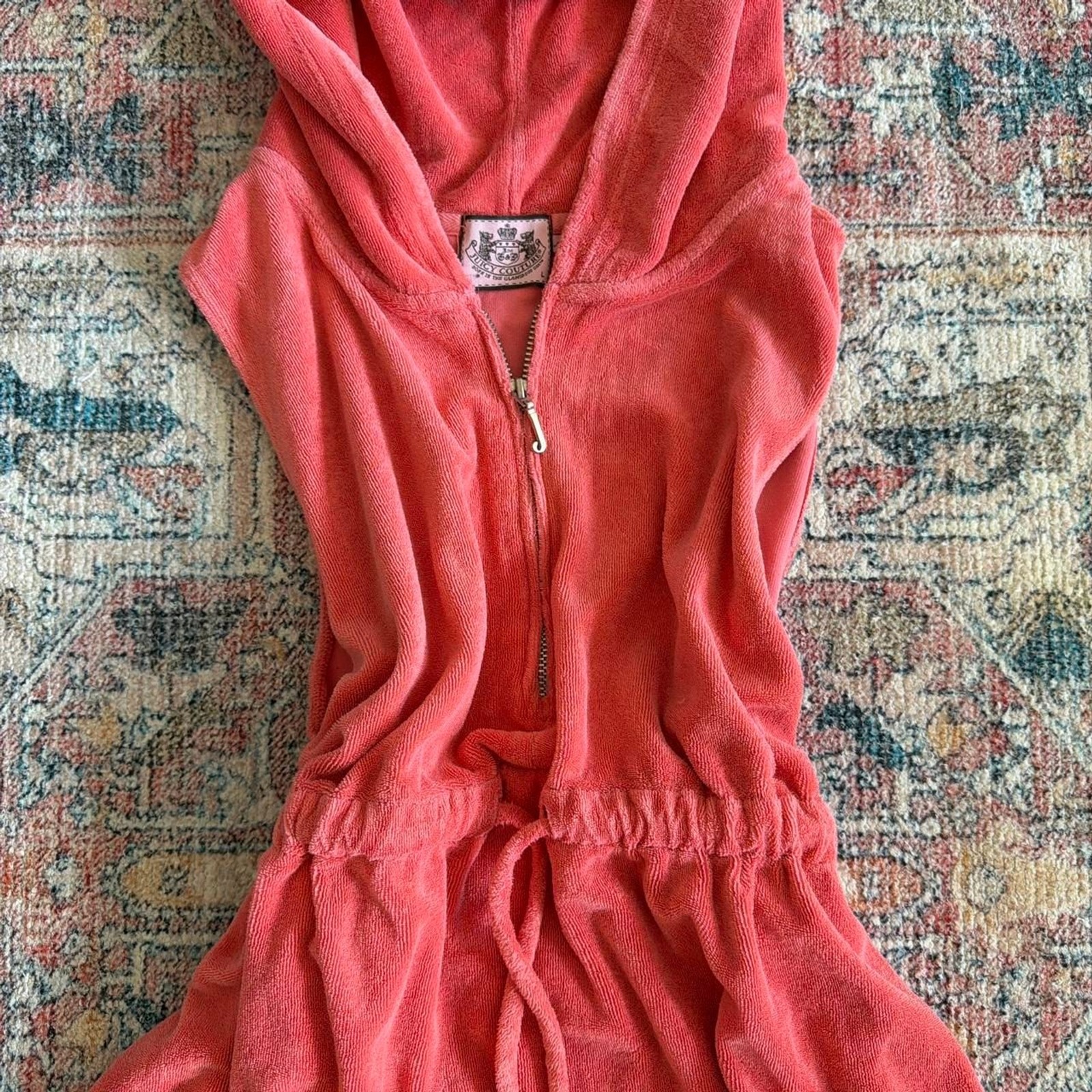 Vintage Juicy couture Y2K coral zip up swim cover up size L