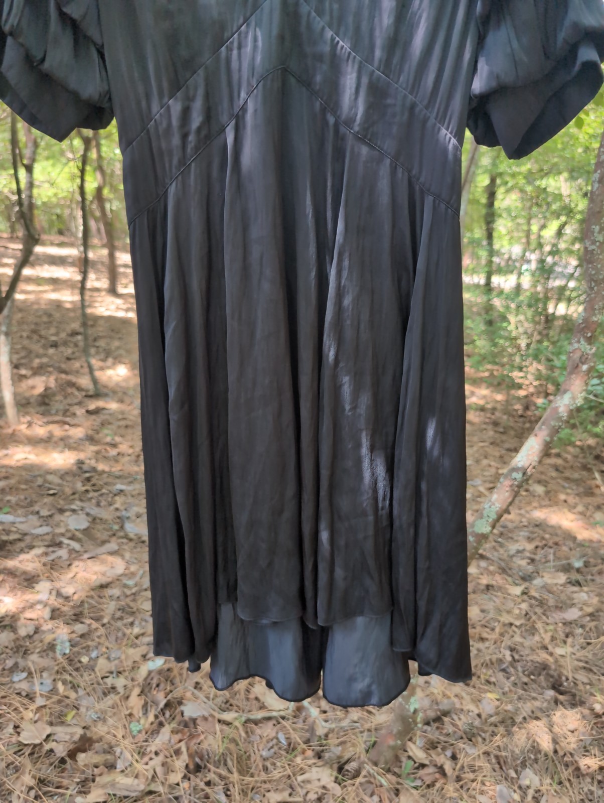 Zadig & Voltaire Black Satin V-Neck Flutter Sleeve Mini Dress XS Little Black