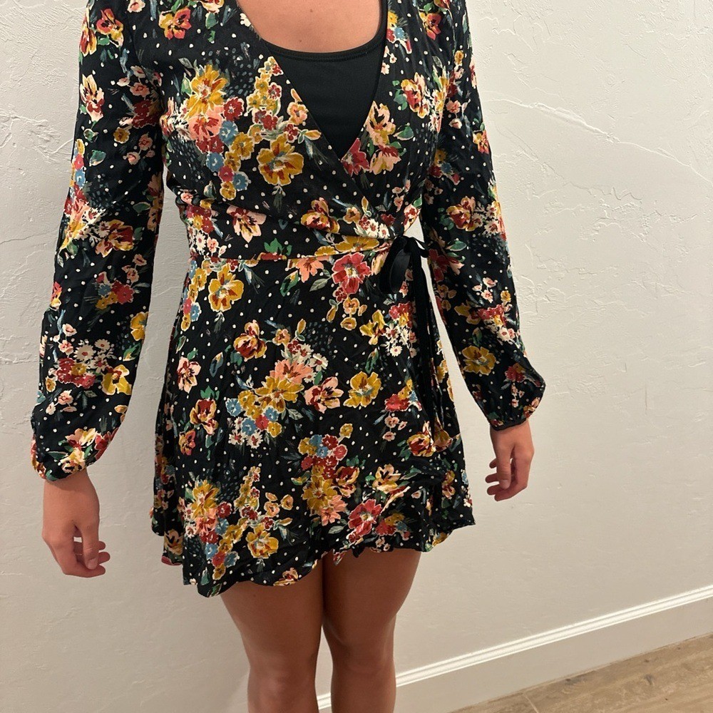 Zara Black and Orange Long Sleeve Sundress