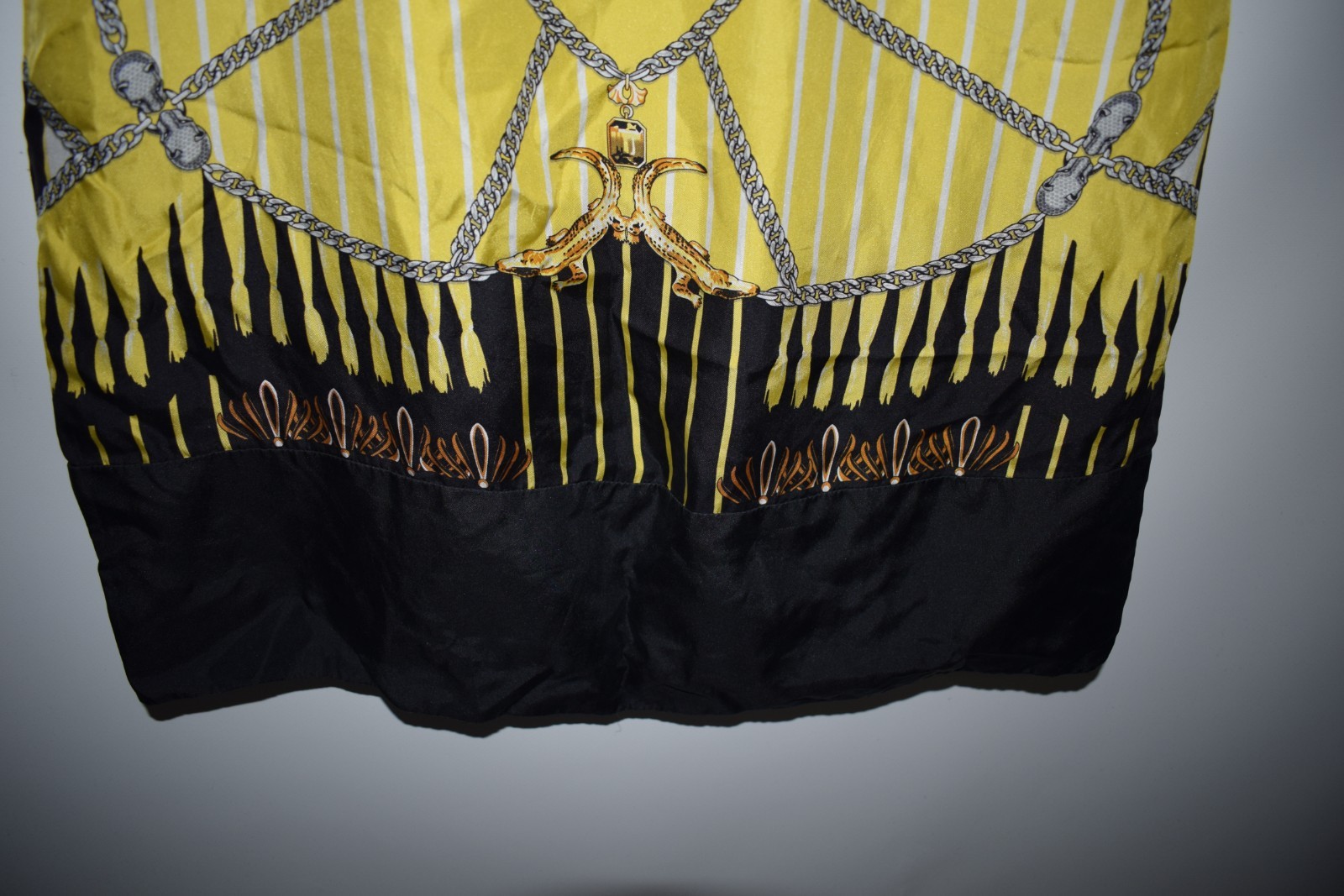 Versace Collection Medusa Hardware 100% Silk Chain Print Dress Gold Size 44 / M