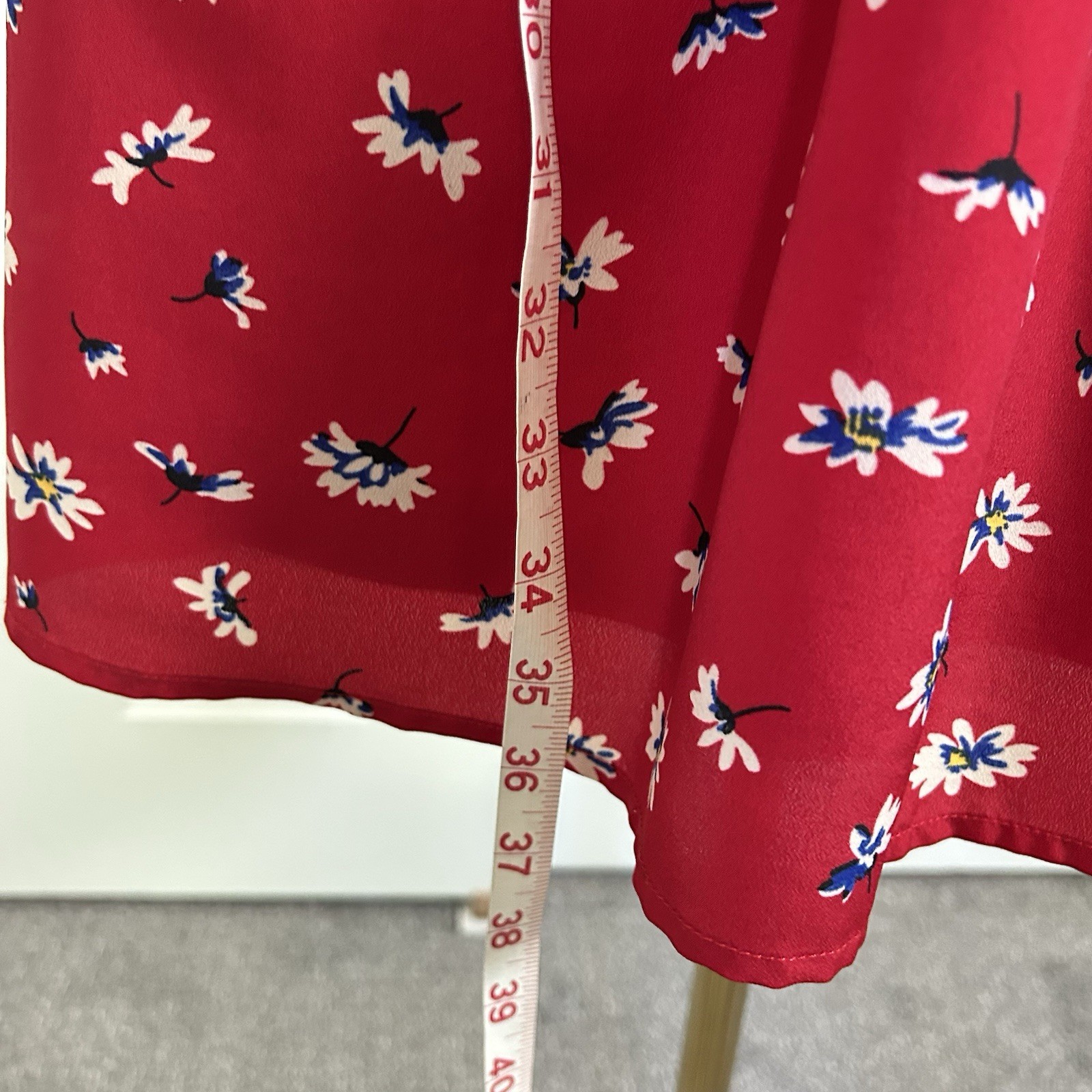 Charming Charlie Red Floral Print Sun Dress LARGE Sleeveless Dress Casual Summer