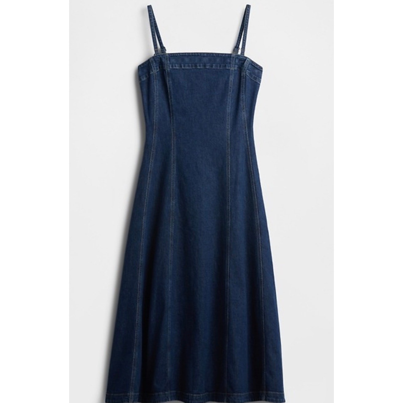 GAP Strapless Denim Midi Dress Ajustable Straps Dark Wash Casual Women’s L New
