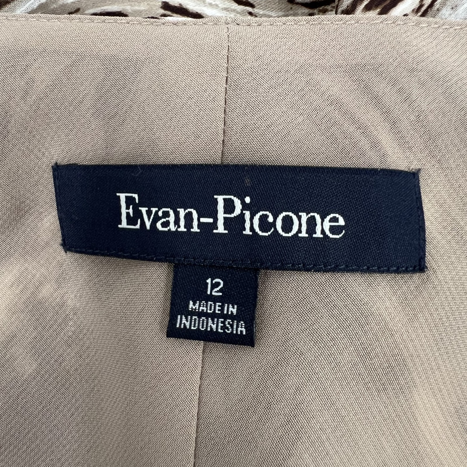 EVAN-PICONE Women’s 12 NWT Mocha Print Cap-Sleeve V-Neck Chiffon Tuscany Dress