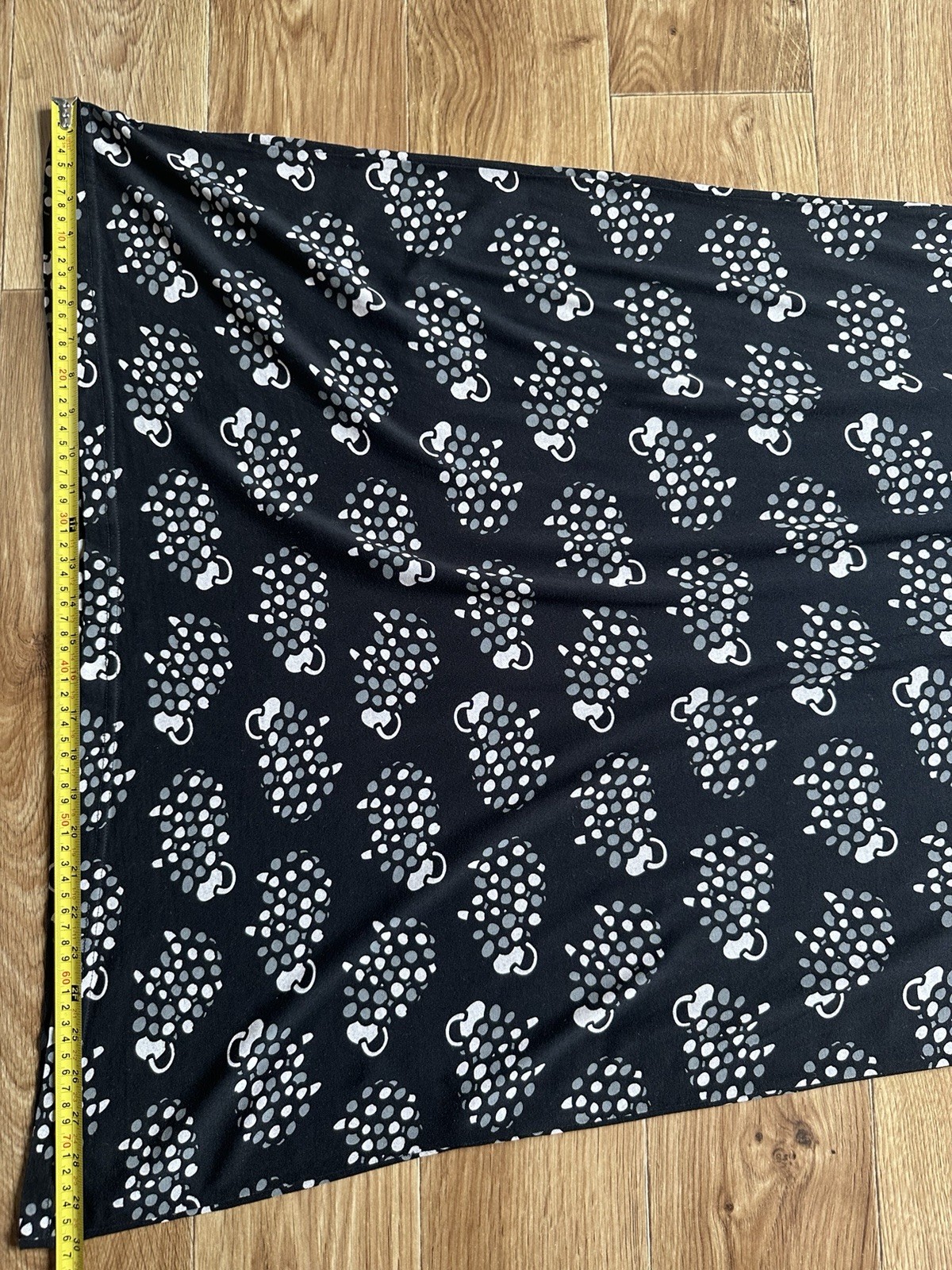 Aarikka Finland Black Sheep Print Long Sleeve Maxi Dress Cotton Modal M Excellen
