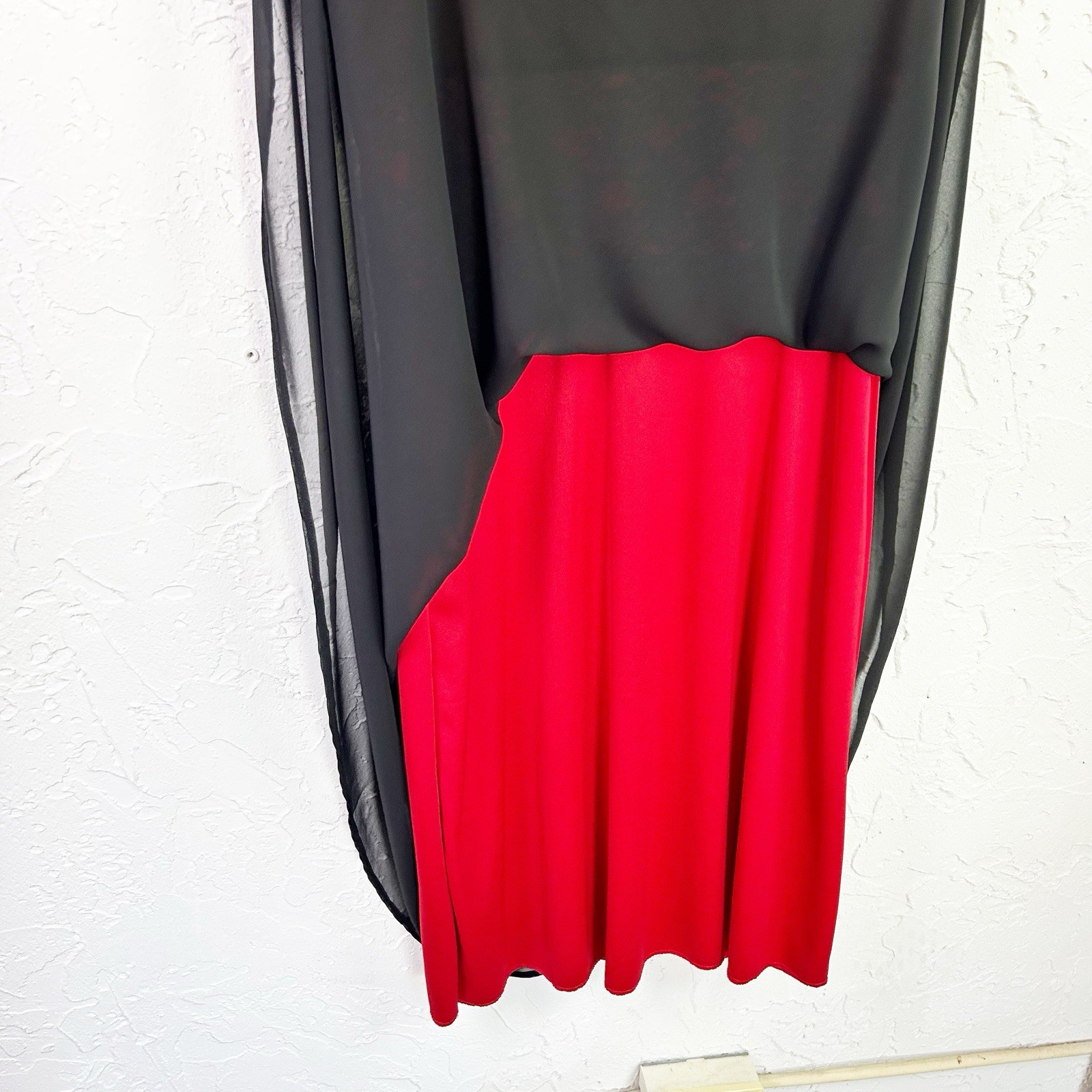 Vintage 90s Y2K Black Red Lining Mesh Lace Sheer Midi Dress Goth Whimygoth 12