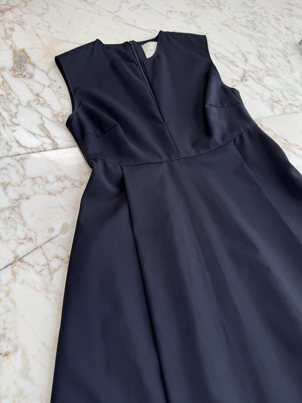 Studio Nicholson Navy Tropical Wool Maxi Teatrino Dress Sz 00 UK 6 US 2