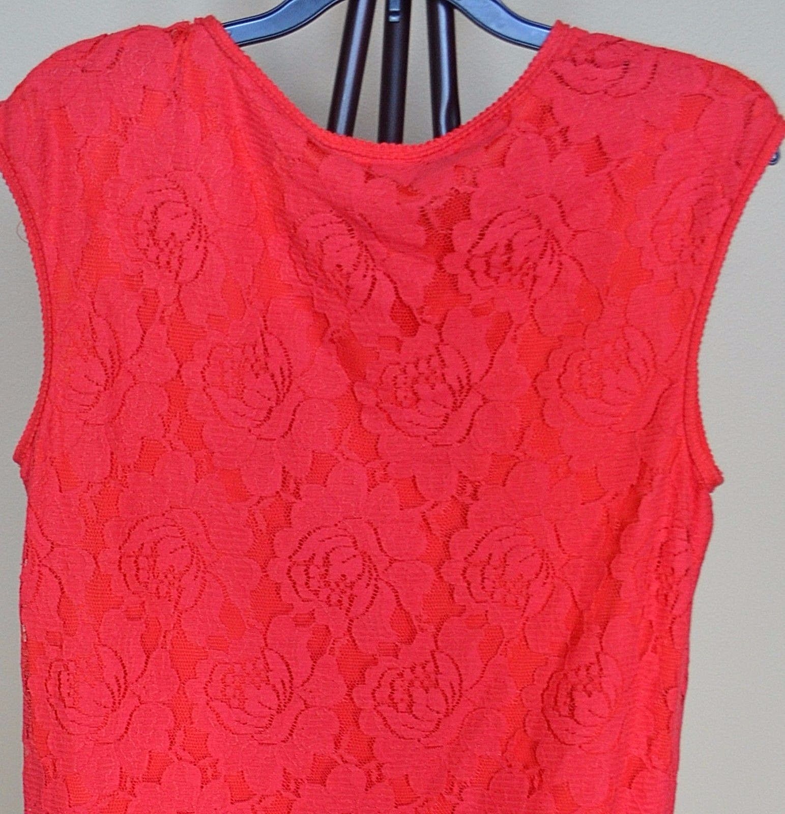 MAX STUDIO Orange Persimmon Floral Lace Shift Dress Sz.M NWT $138