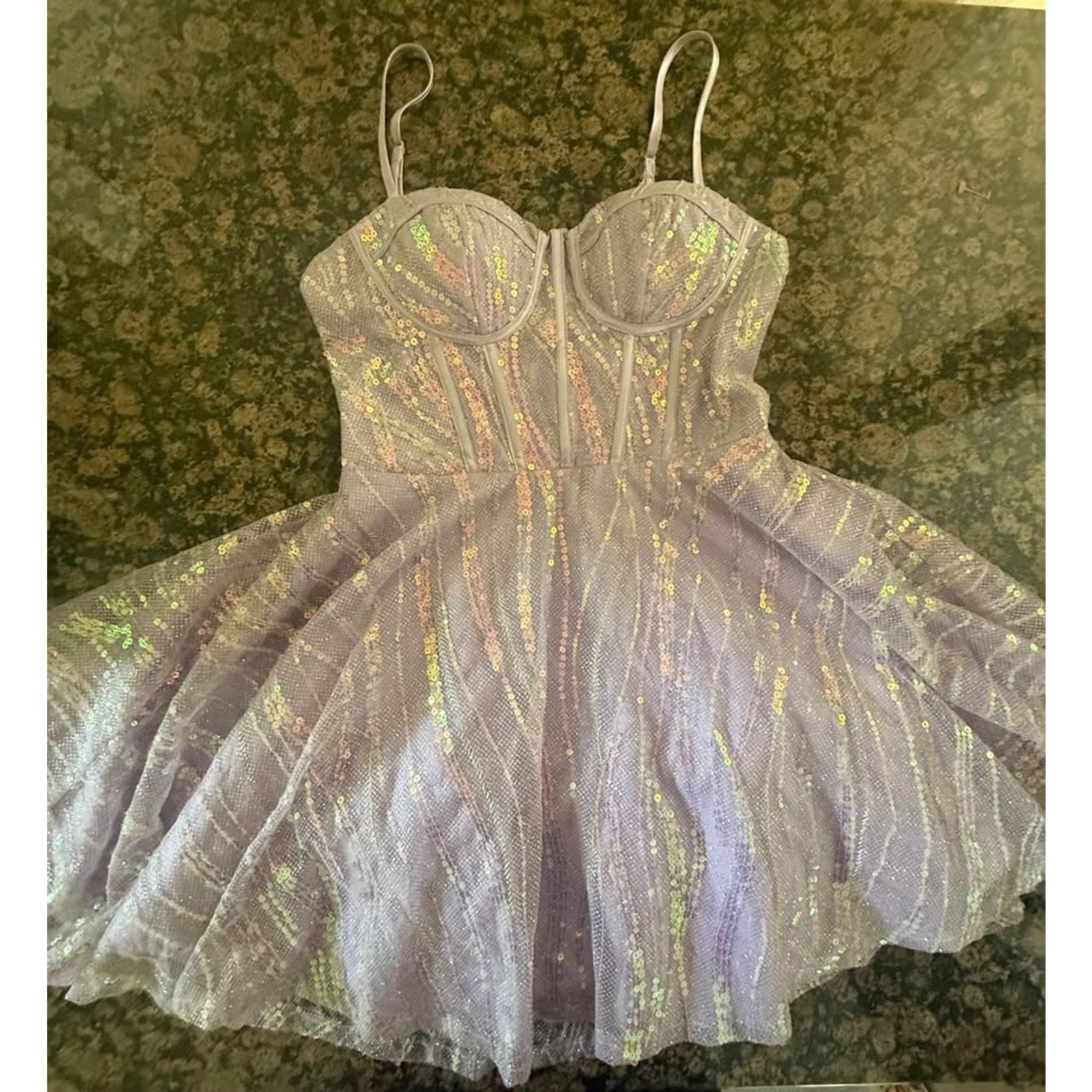 Say Yes to Prom Lavender Sequin Corset Mini Dress. Size 0