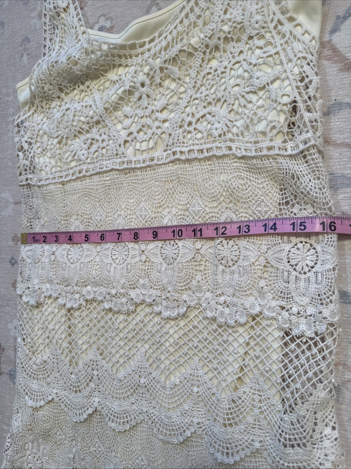 American Eagle Ivory Fine Crochet Slip Dress M Beach Travel Boho Romantic