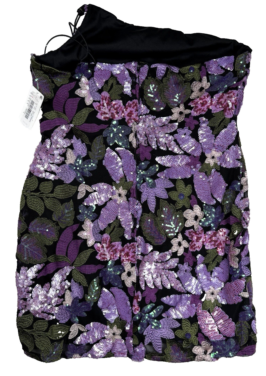 MIDNIGHT DOLL One-Shoulder Purple & Lavender Floral Sequin Embroidered Dress XL