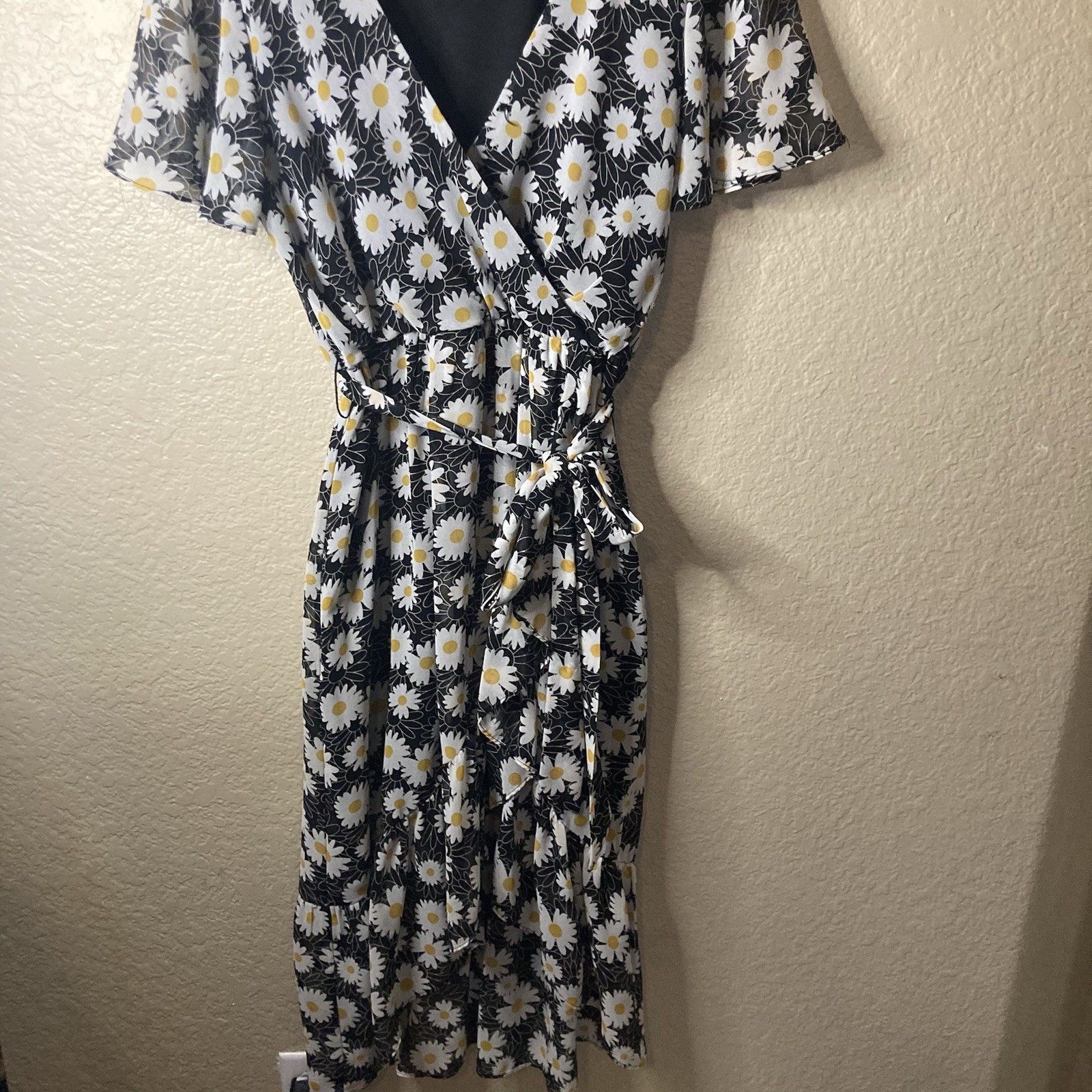 Rewind Floral Wrap Dress Bohemian Daisy Sundress High Low Cowgirl Size Medium