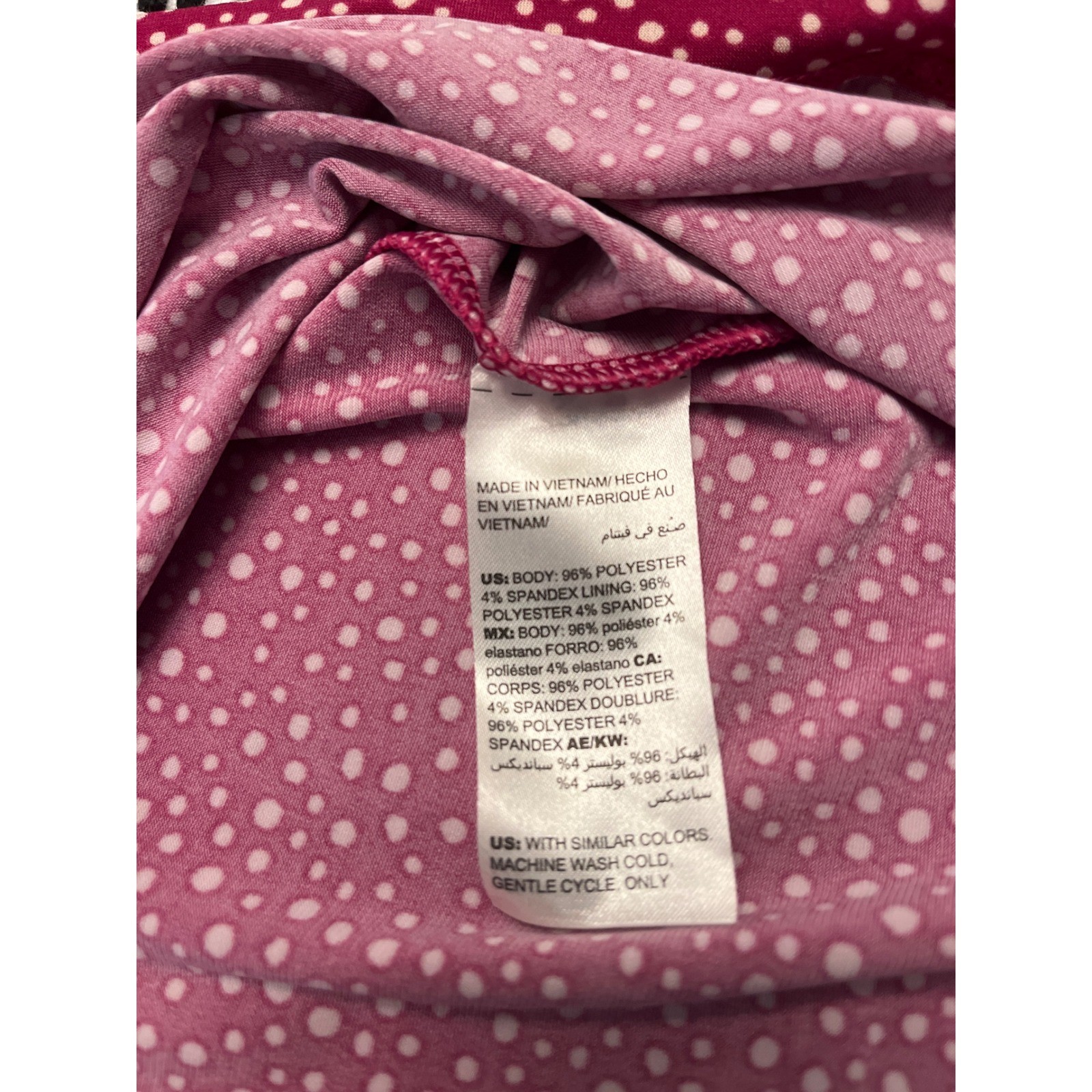 Chicos Raspberry Pink Polka Dot V-Neck Bell Sleeve Shift Dress Size 3 XL 16/18