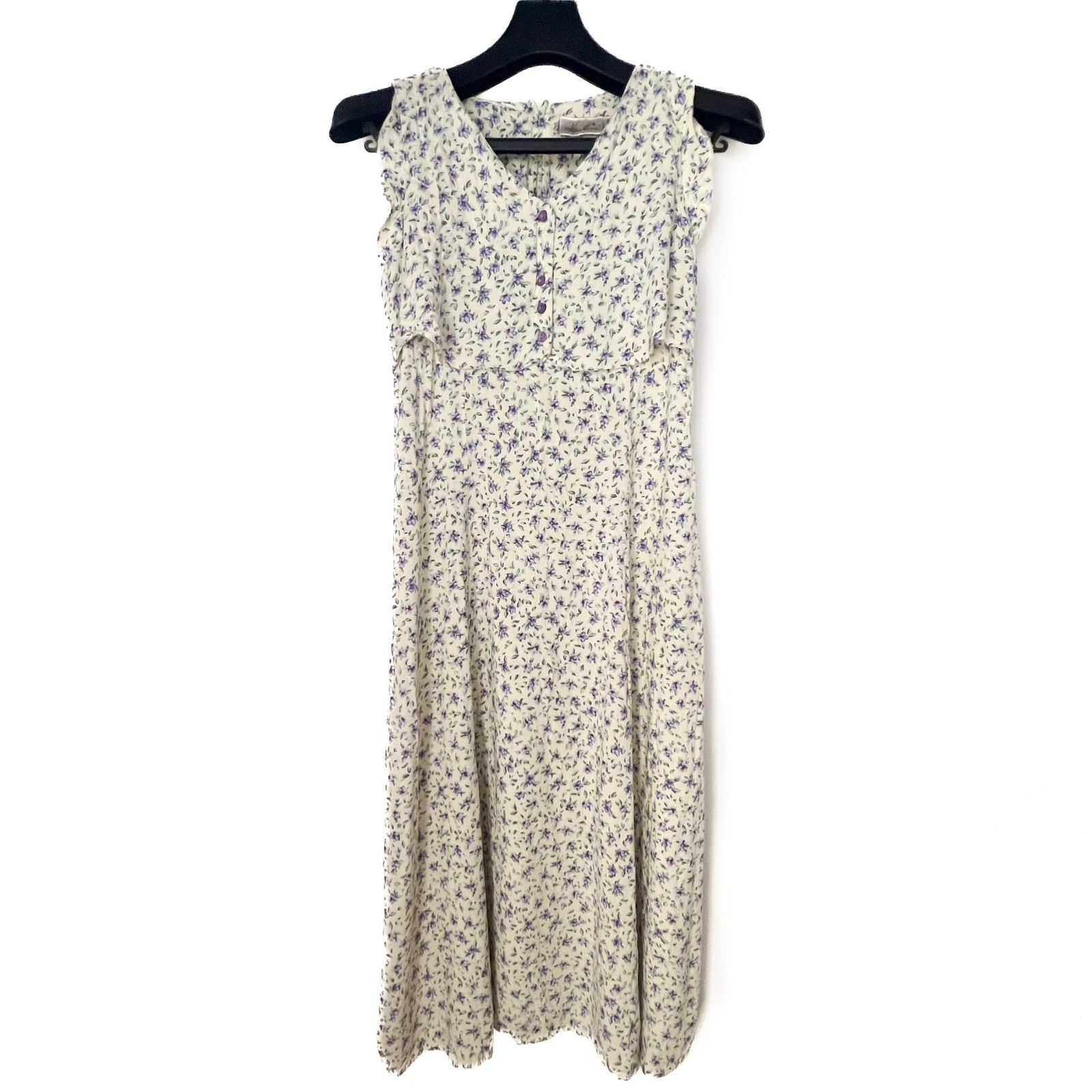 VTG Kathie Lee 90s Yellow Floral Midi Dress Size 8 Tie Back Cottagecore Prairie