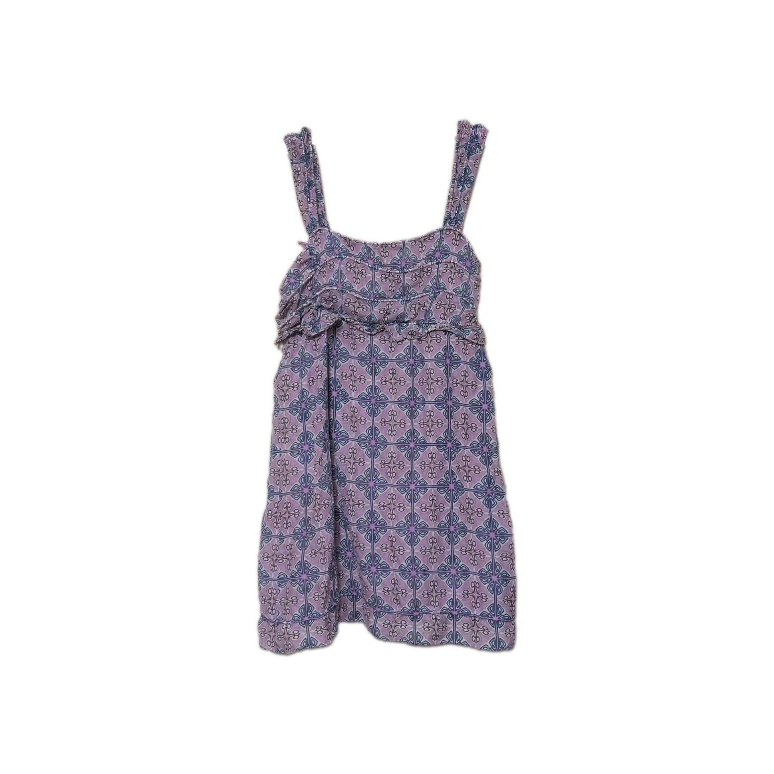 Max Studio Fairycore Purple Geometric Print Summer Whimsical Babydoll Dress Sz L