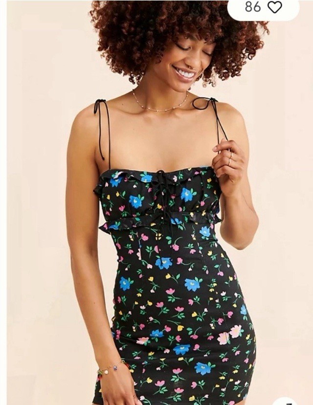 The NWT For Love and Lemons Anthropologie Robin Fresh floral Linen Fairy Dress S