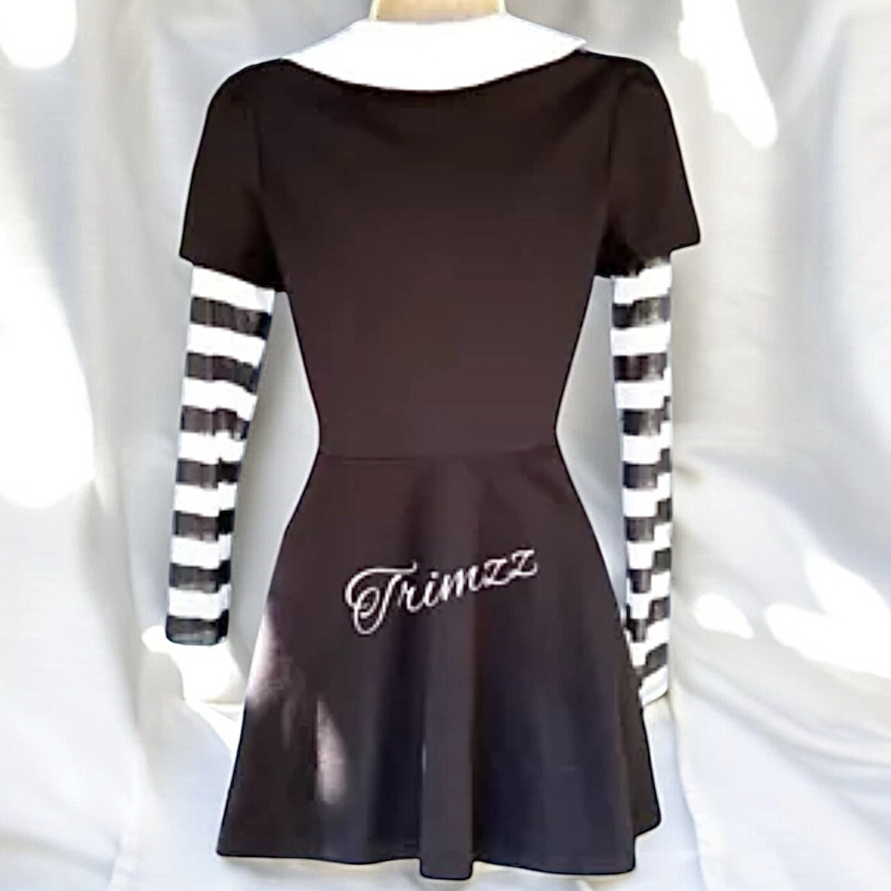 Size XSmall……..Black & White Striped Dress. New…….The Grave Girls