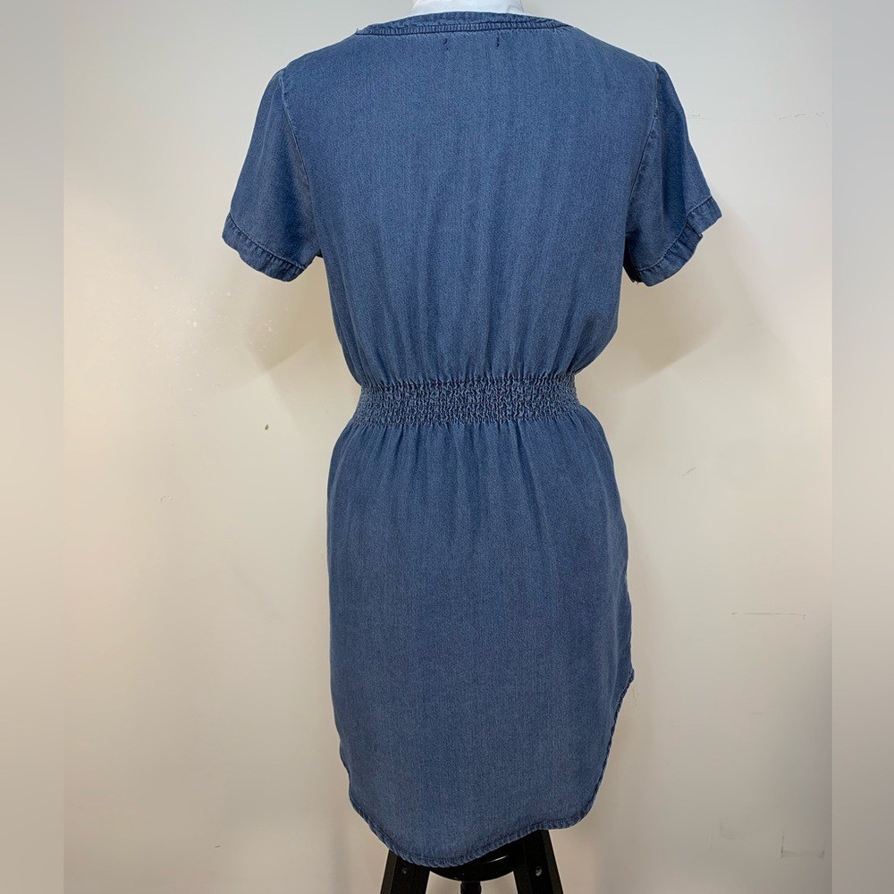 Silver Jeans Blue Lyocell Chambray V-Neck Midi Dress – Size Large