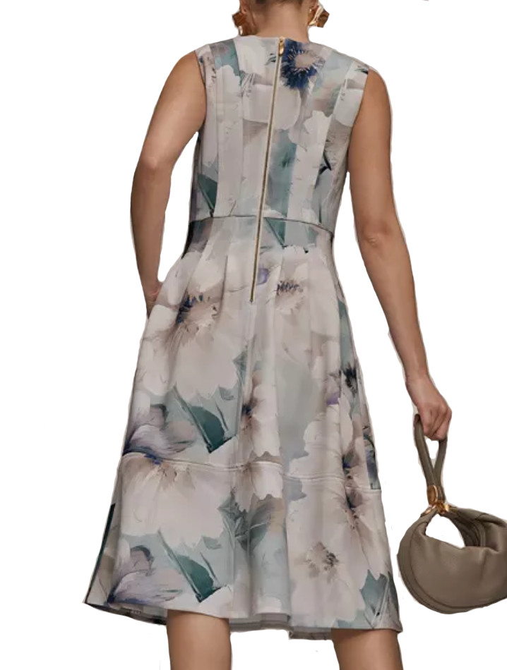 NWT Gorgeous Donna Karan NY Sleeveless Watercolor Midi Dress, Laurel, 8, $169