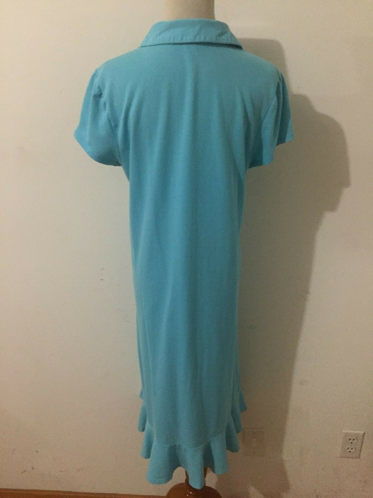 Hanna Andersson 1/4-Button Piqué Polo Shirt Dress Aqua Blue Woman’s Size M