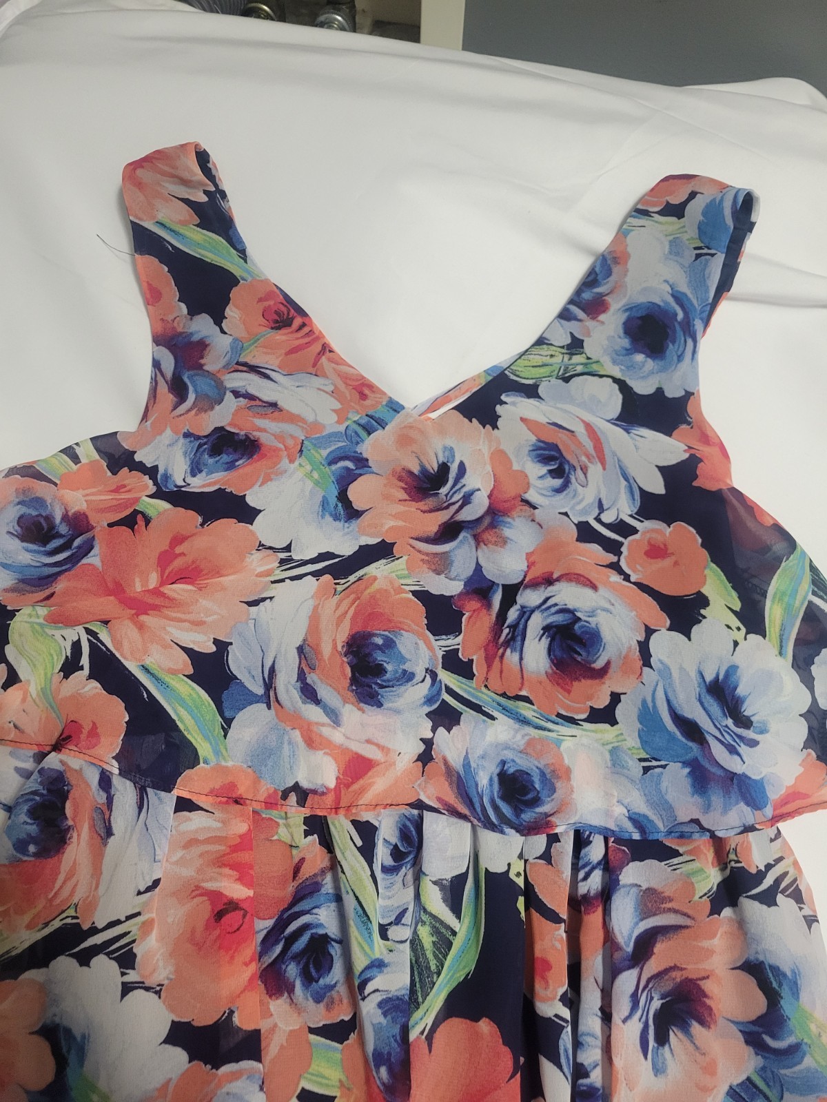 Lily Rose Womens Large Floral Maxidress Criss Cross Back Boho Light Flowy Summer