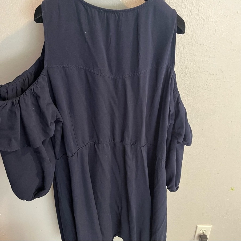 Eloquii Navy Blue Cold Shoulder Ruffle Detail Size 26