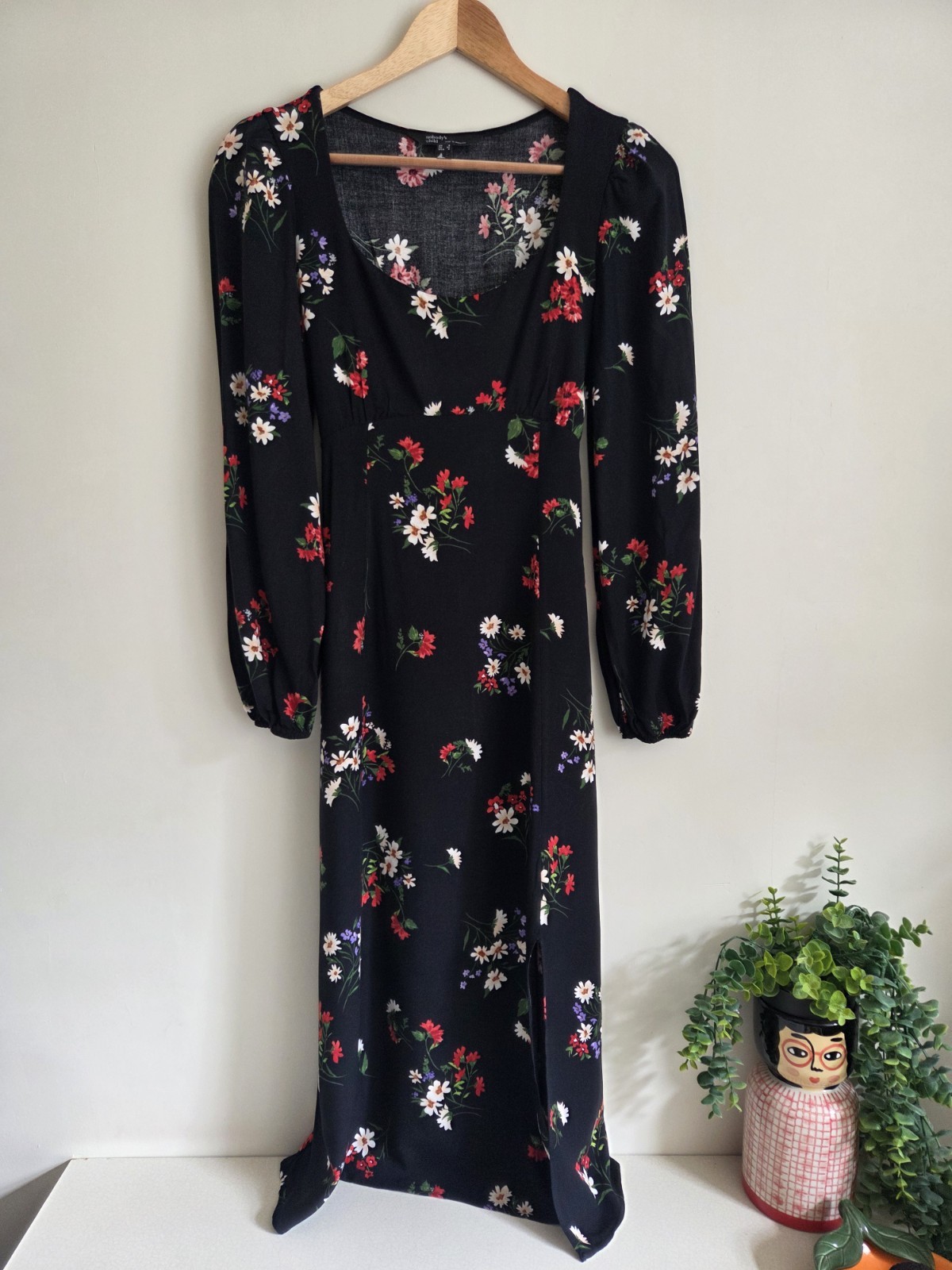 Nobody’s Child Size 8 Floral Long Sleeve Romantic Summer Dress Midi