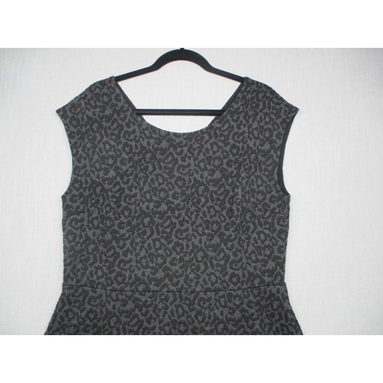LOFT Dark Grey Black Leopard Print Modern Chic Trendy A Line Mini Dress Size 14