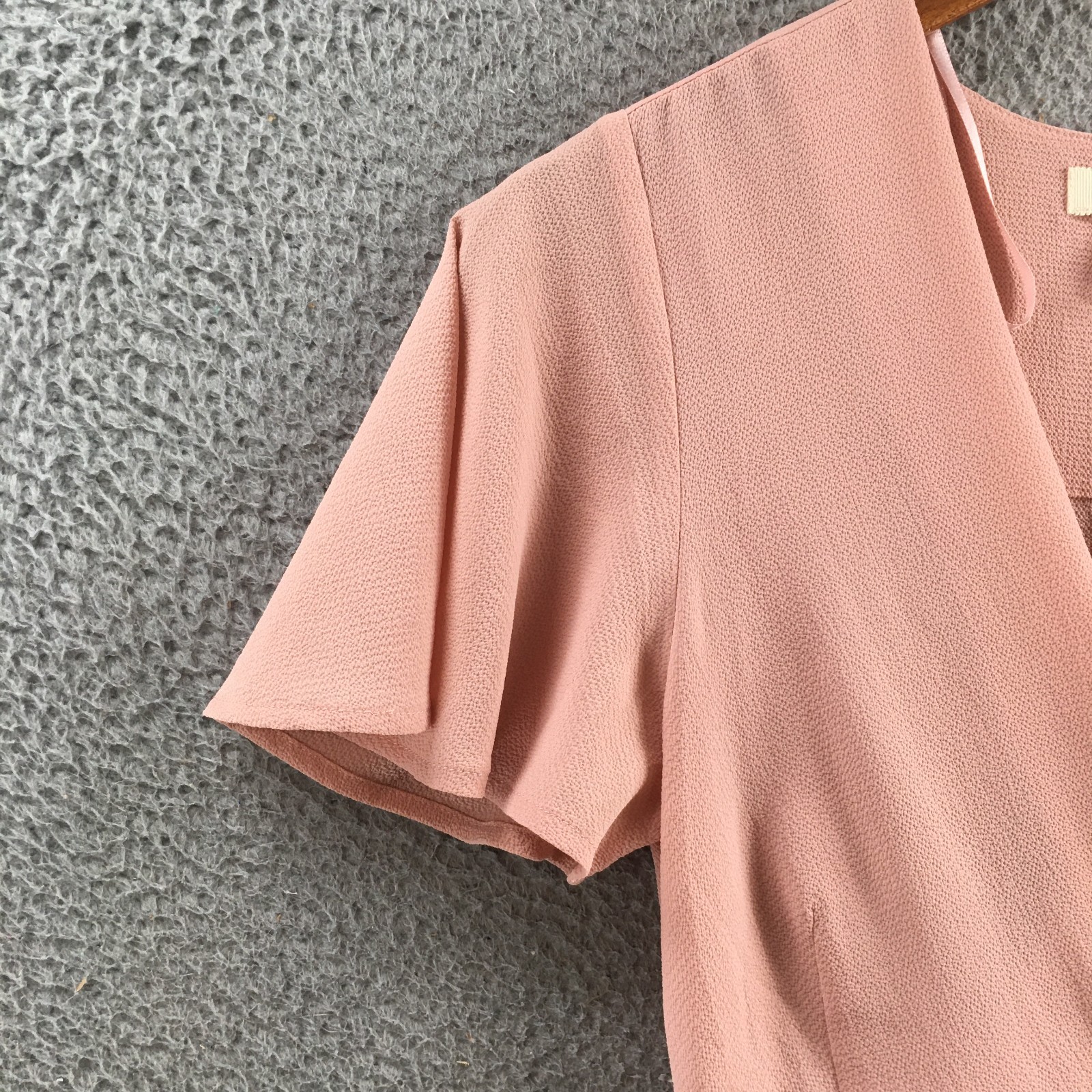 Monteau Fit & Flare Wrap Dress Womens Small Pink Short Sleeve Tie Waist Casual