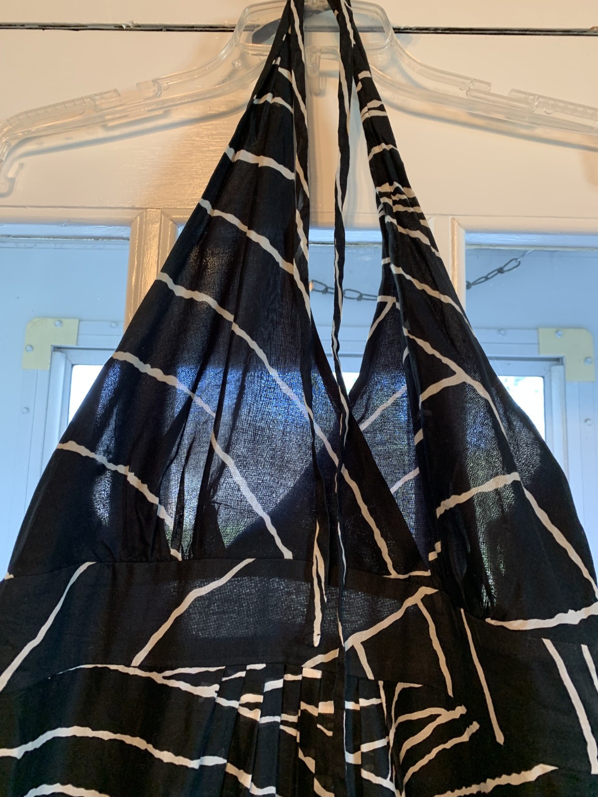 Ann Taylor Maxi Dress Black Lined Size 8 Sundress Graphic Print Side Zip