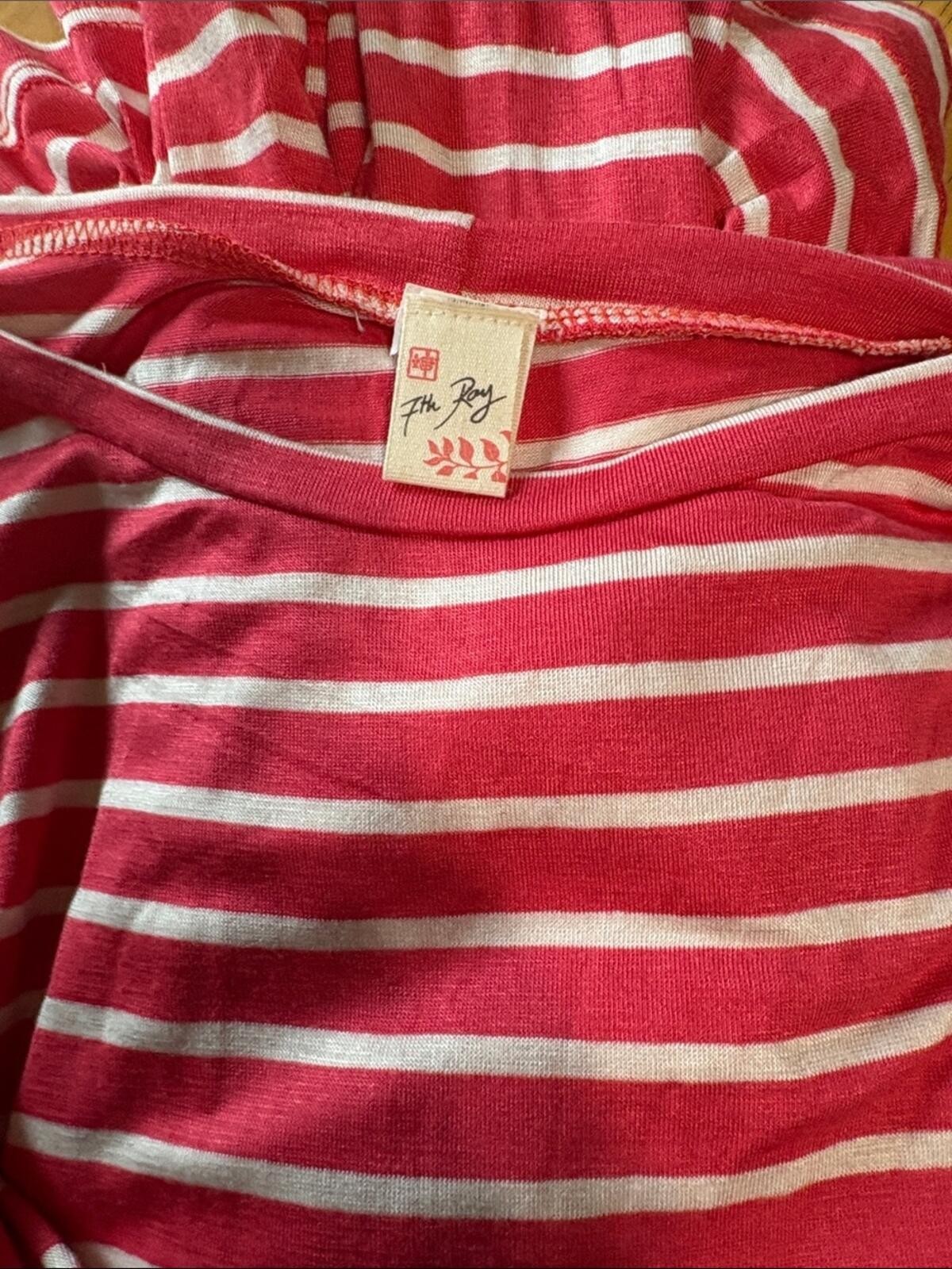 7th Ray Pink & White Striped Ruffle Sleeve Maxi Dress
