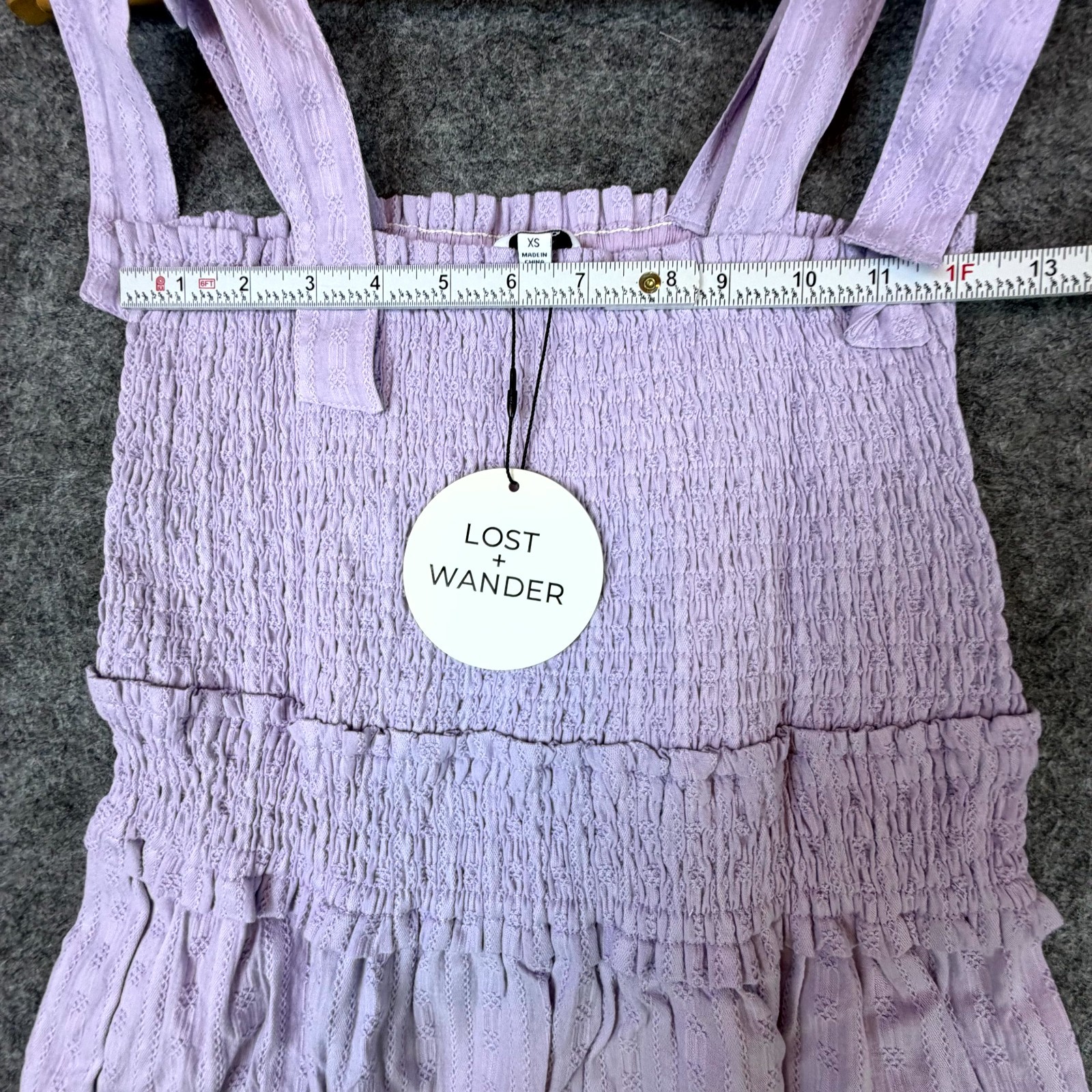 Lost + Wander Revolve Angel in Disguise Maxi Dress Womens XS Lavender Smocked