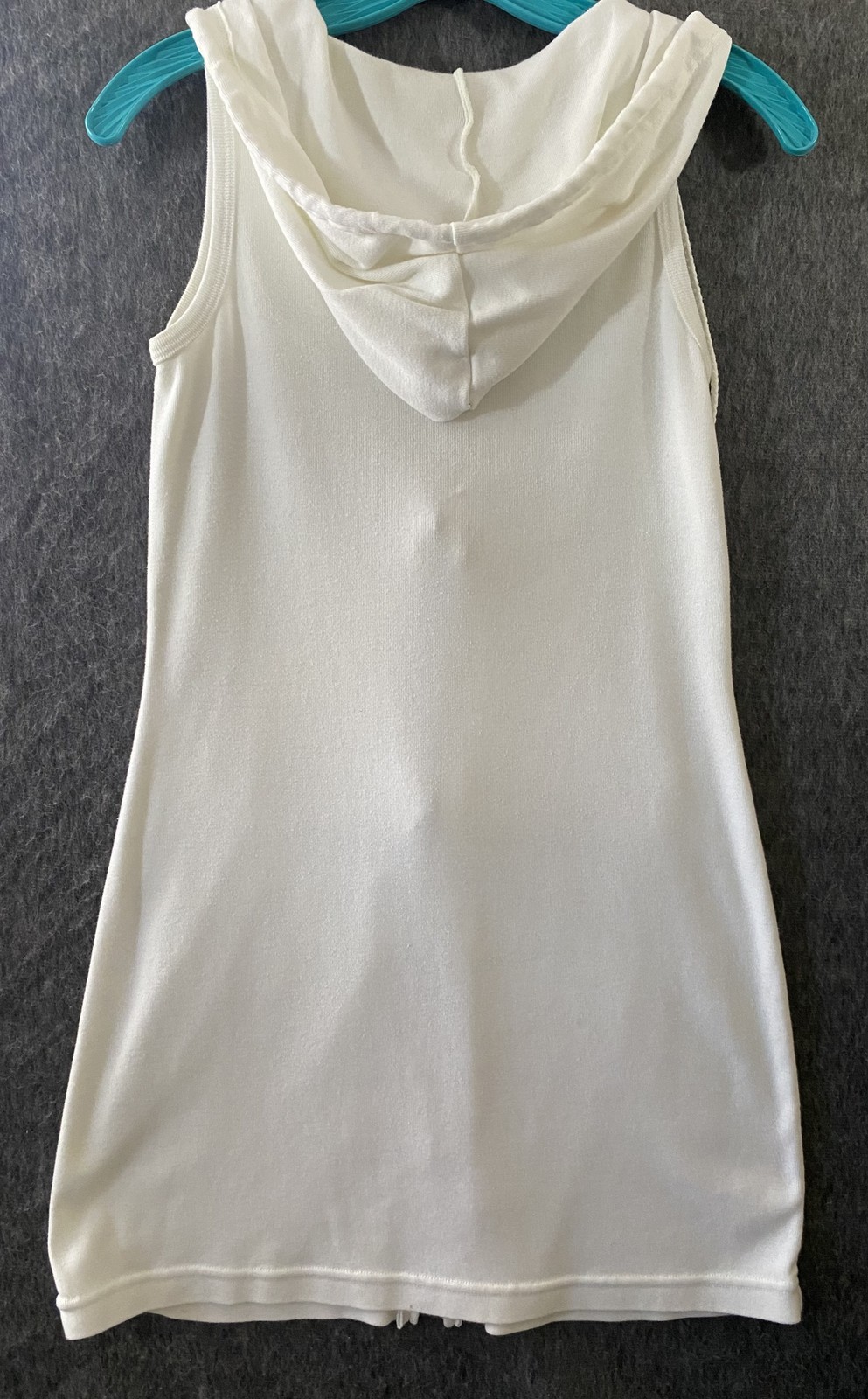 One Step Up Dress Womens Small White Zip Front Sleeveless Hoodie Pockets Casual