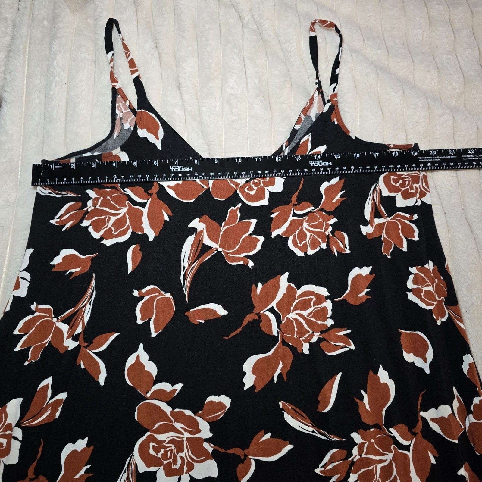 MSK Black Cami Dress Brown And White Flowers Medium Maxi